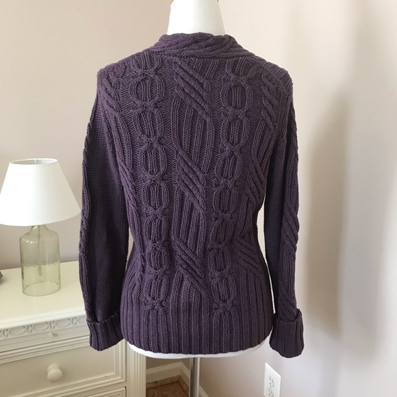 TALBOTS HEAVY CABLE KNIT COTTON CARDIGAN - Picture 3 of 6